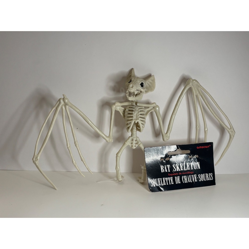 2000s Plastic Gothic Bat Skeleton Halloween Prop Decoration Amscan